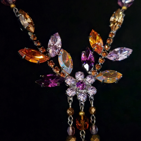 NICKY BUTLER Honey Multi Crystal & Rhinestone Tassel Designer NB Necklace NWT - Picture 5 of 13